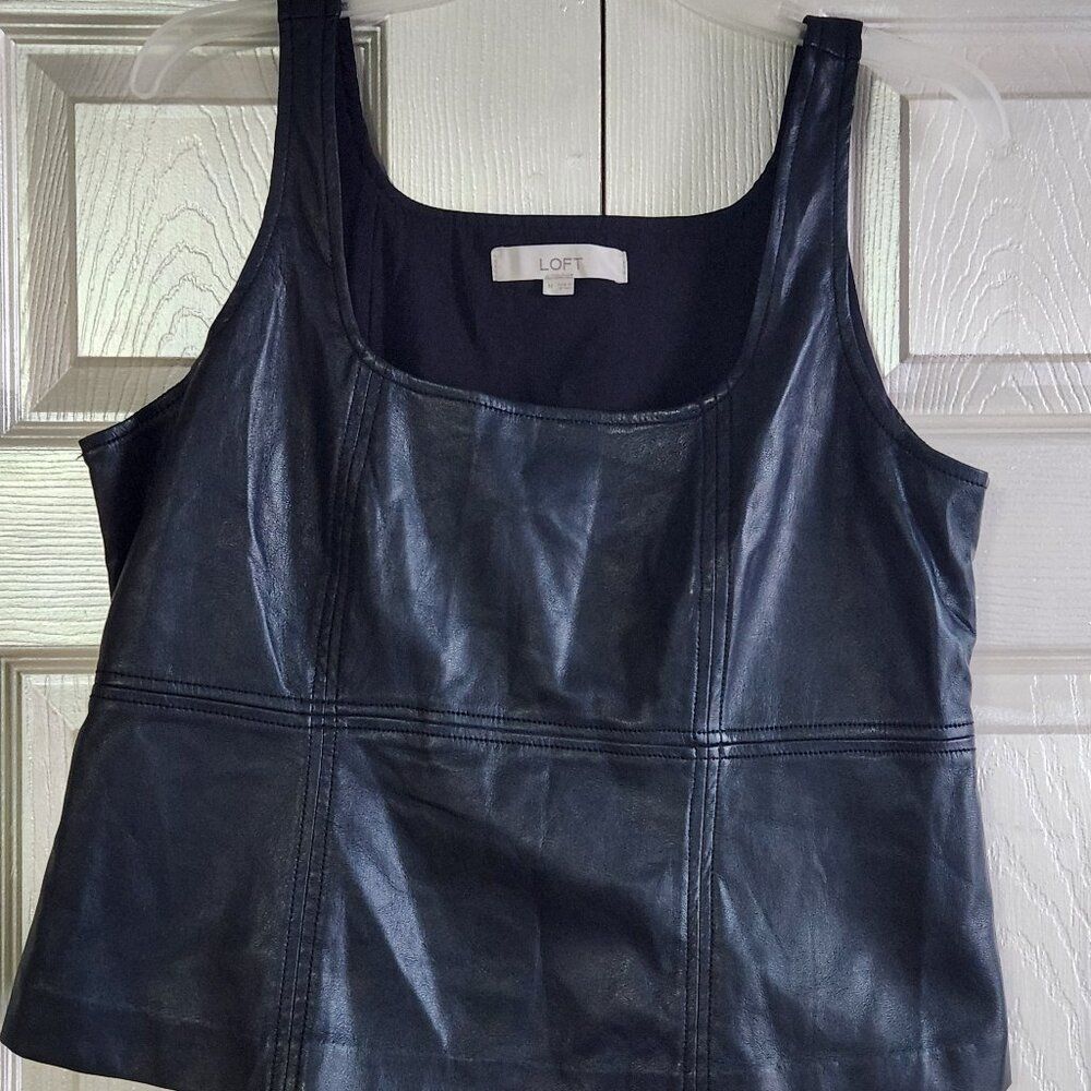 Loft Winter 2024 Faux Leather Top Size M